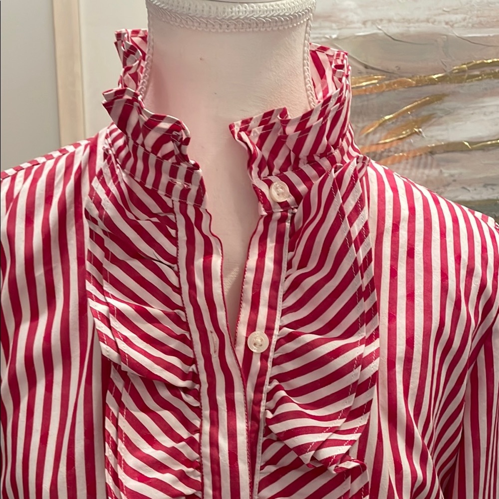 Vineyard Vines Hot Pink and White Striped Blouse - Picture 2 of 7